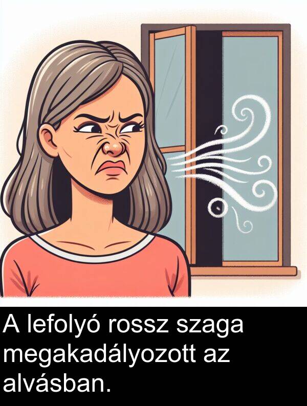 szaga: A lefolyó rossz szaga megakadályozott az alvásban.