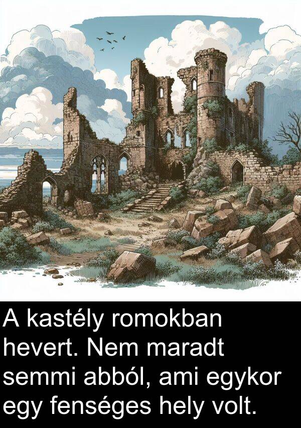 abból: A kastély romokban hevert. Nem maradt semmi abból, ami egykor egy fenséges hely volt.
