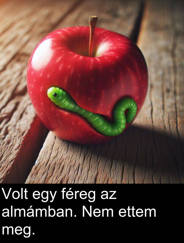 almámban: Volt egy féreg az almámban. Nem ettem meg.
