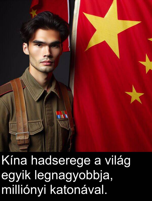 hadserege: Kína hadserege a világ egyik legnagyobbja, milliónyi katonával.