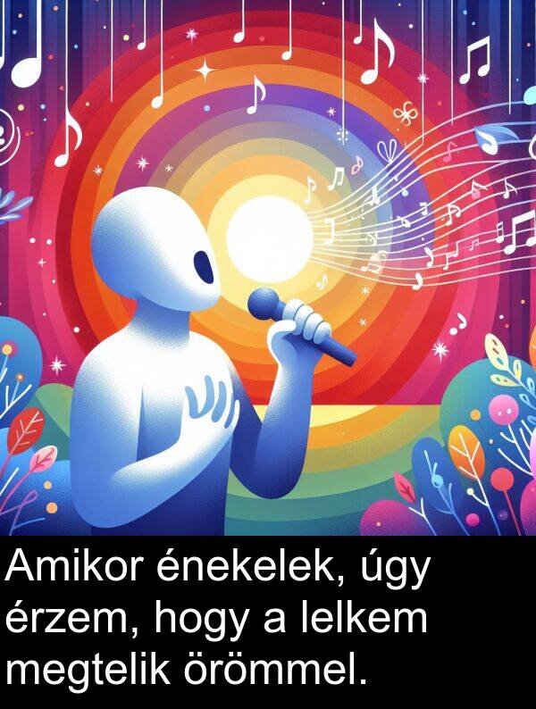 úgy: Amikor énekelek, úgy érzem, hogy a lelkem megtelik örömmel.