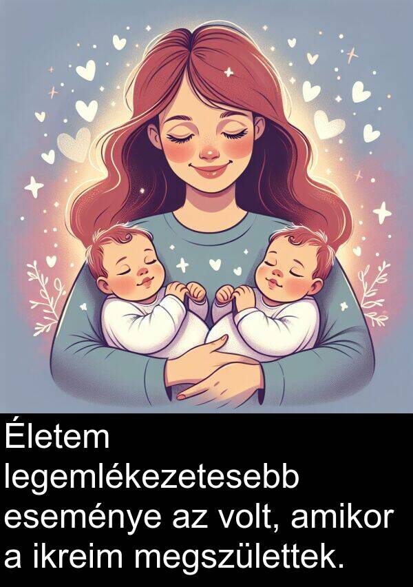 legemlékezetesebb: Életem legemlékezetesebb eseménye az volt, amikor a ikreim megszülettek.