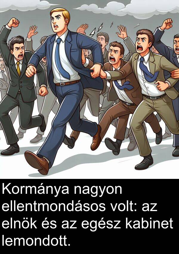 lemondott: Kormánya nagyon ellentmondásos volt: az elnök és az egész kabinet lemondott.