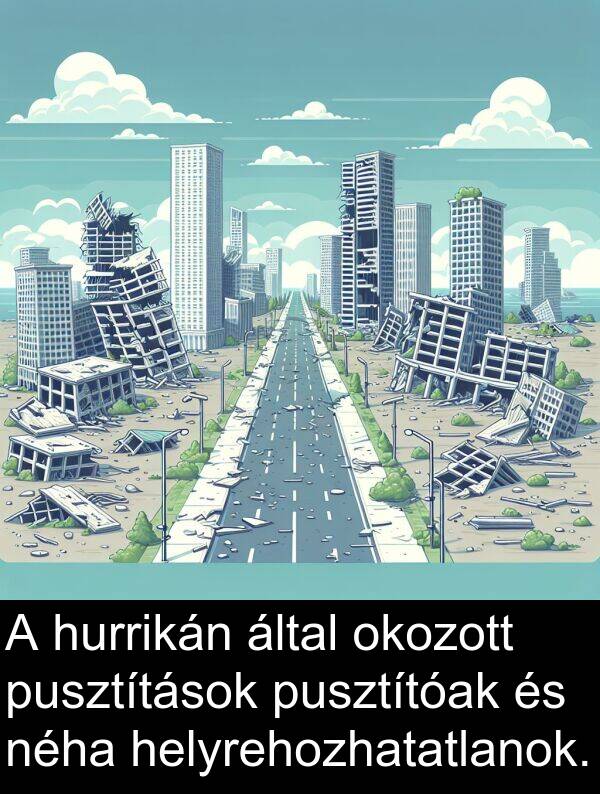 okozott: A hurrikán által okozott pusztítások pusztítóak és néha helyrehozhatatlanok.