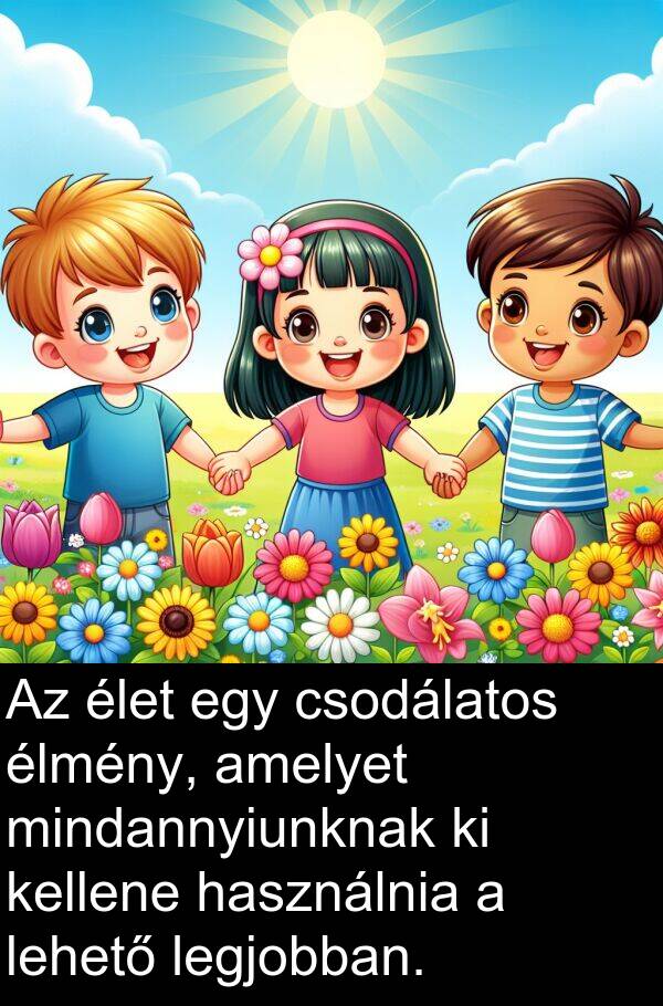 mindannyiunknak: Az élet egy csodálatos élmény, amelyet mindannyiunknak ki kellene használnia a lehető legjobban.