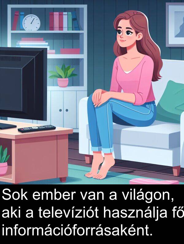 világon: Sok ember van a világon, aki a televíziót használja fő információforrásaként.