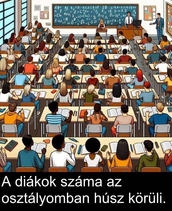 diákok: A diákok száma az osztályomban húsz körüli.