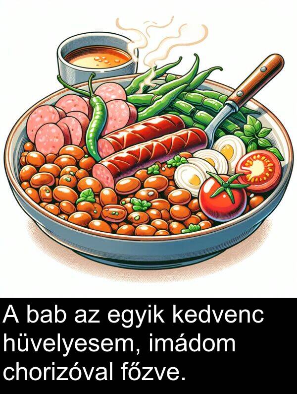 chorizóval: A bab az egyik kedvenc hüvelyesem, imádom chorizóval főzve.
