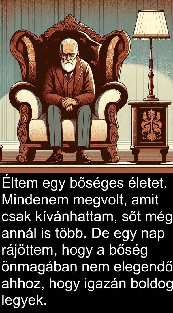 önmagában: Éltem egy bőséges életet. Mindenem megvolt, amit csak kívánhattam, sőt még annál is több. De egy nap rájöttem, hogy a bőség önmagában nem elegendő ahhoz, hogy igazán boldog legyek.