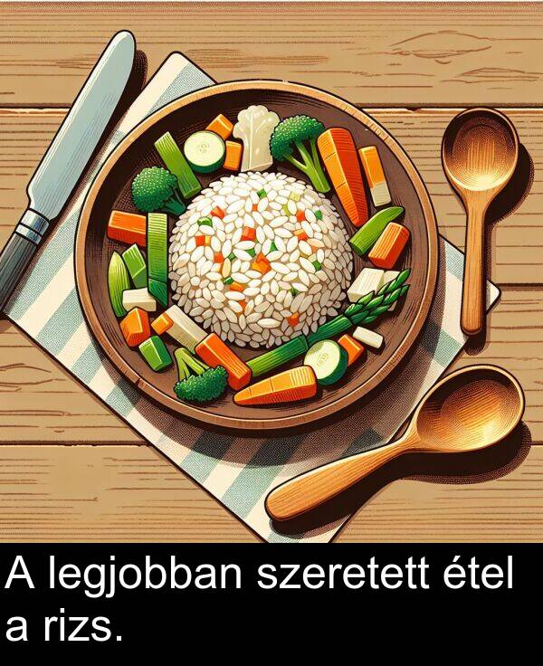 szeretett: A legjobban szeretett étel a rizs.