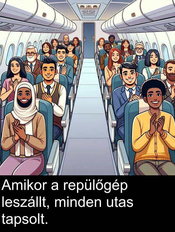 minden: Amikor a repülőgép leszállt, minden utas tapsolt.