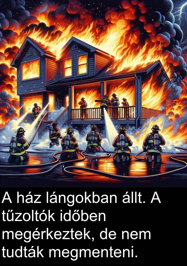 megérkeztek: A ház lángokban állt. A tűzoltók időben megérkeztek, de nem tudták megmenteni.