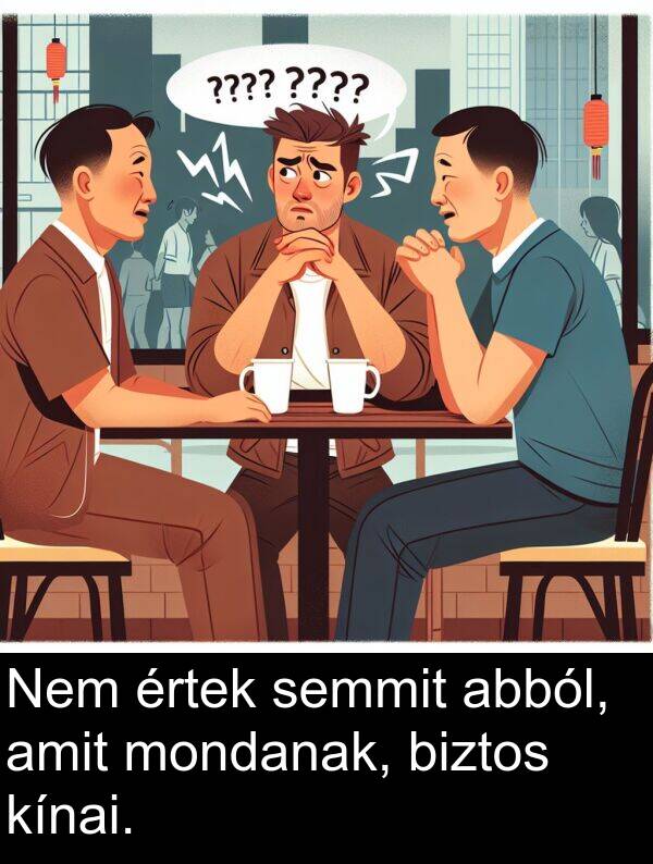 abból: Nem értek semmit abból, amit mondanak, biztos kínai.