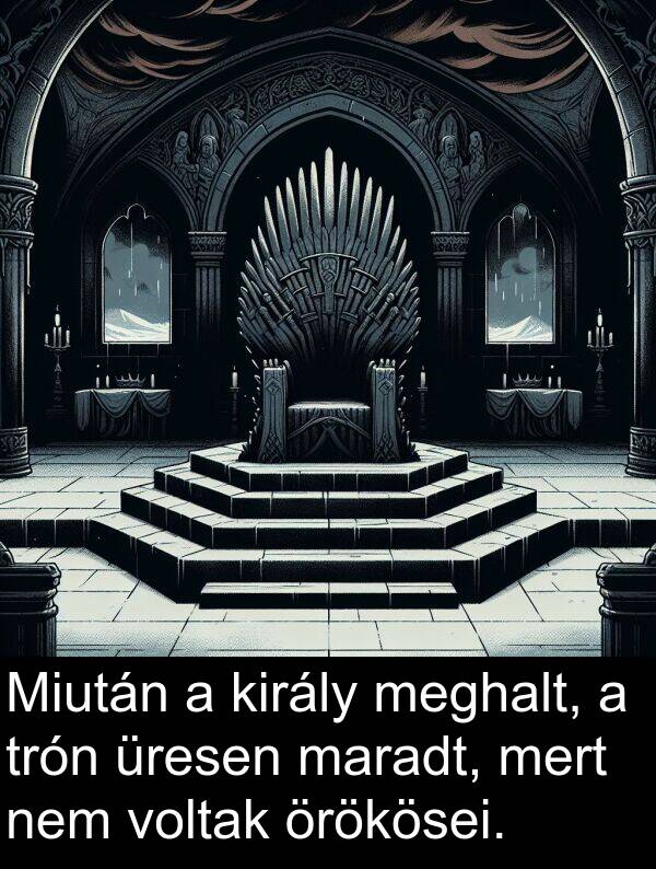 örökösei: Miután a király meghalt, a trón üresen maradt, mert nem voltak örökösei.