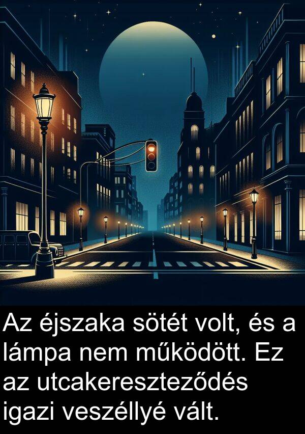 utcakereszteződés: Az éjszaka sötét volt, és a lámpa nem működött. Ez az utcakereszteződés igazi veszéllyé vált.