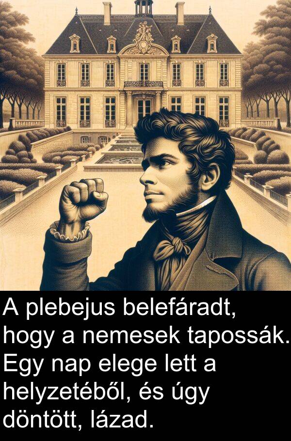 döntött: A plebejus belefáradt, hogy a nemesek tapossák. Egy nap elege lett a helyzetéből, és úgy döntött, lázad.