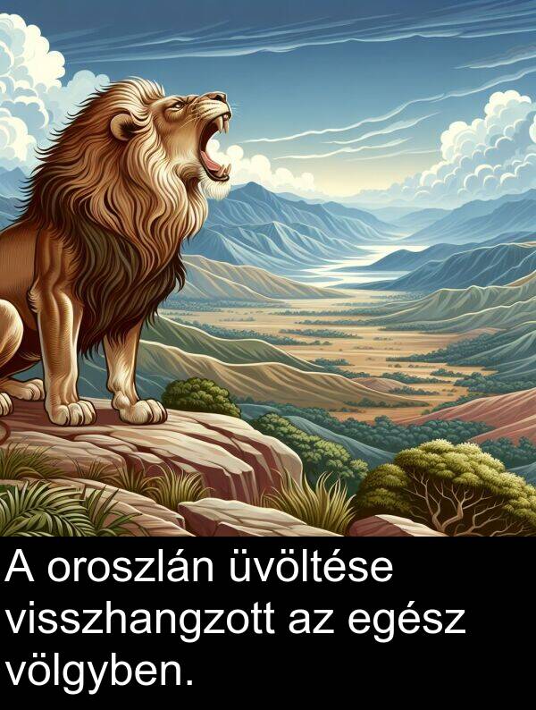 oroszlán: A oroszlán üvöltése visszhangzott az egész völgyben.