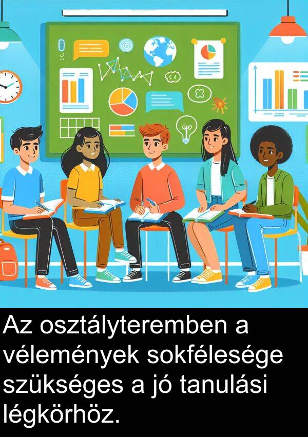 sokfélesége: Az osztályteremben a vélemények sokfélesége szükséges a jó tanulási légkörhöz.