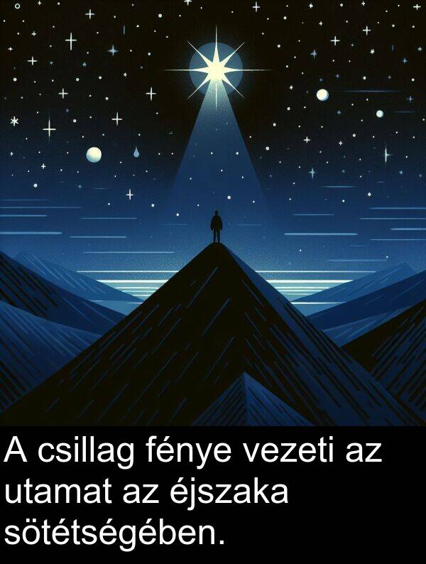 utamat: A csillag fénye vezeti az utamat az éjszaka sötétségében.