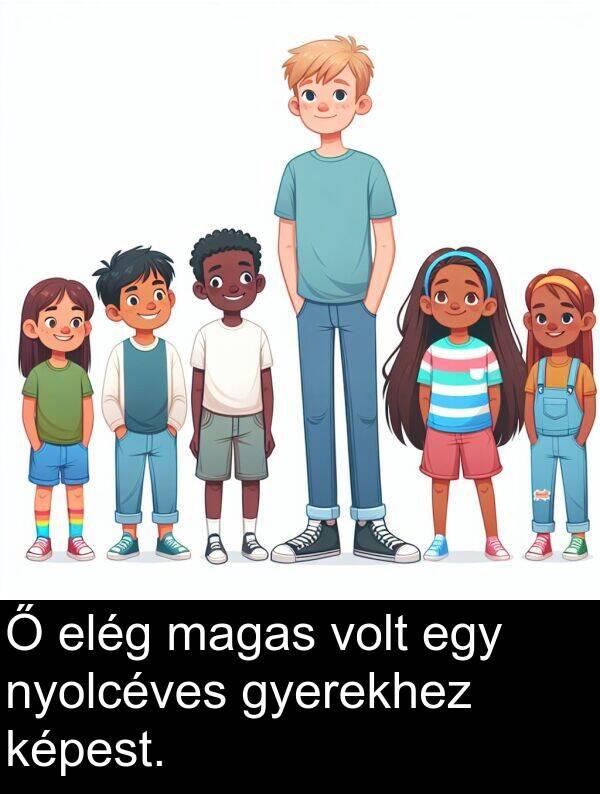 magas: Ő elég magas volt egy nyolcéves gyerekhez képest.