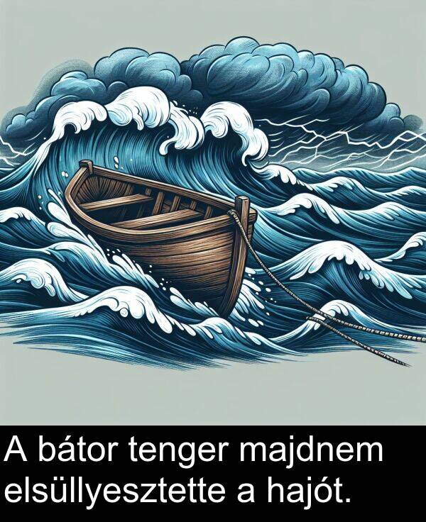 majdnem: A bátor tenger majdnem elsüllyesztette a hajót.