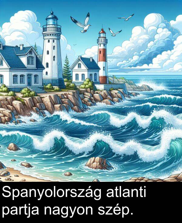 nagyon: Spanyolország atlanti partja nagyon szép.