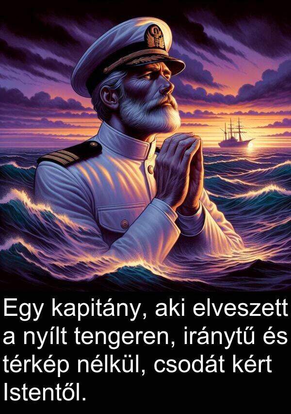 csodát: Egy kapitány, aki elveszett a nyílt tengeren, iránytű és térkép nélkül, csodát kért Istentől.
