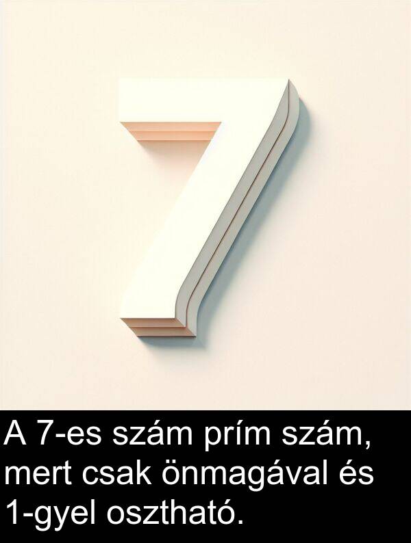 mert: A 7-es szám prím szám, mert csak önmagával és 1-gyel osztható.