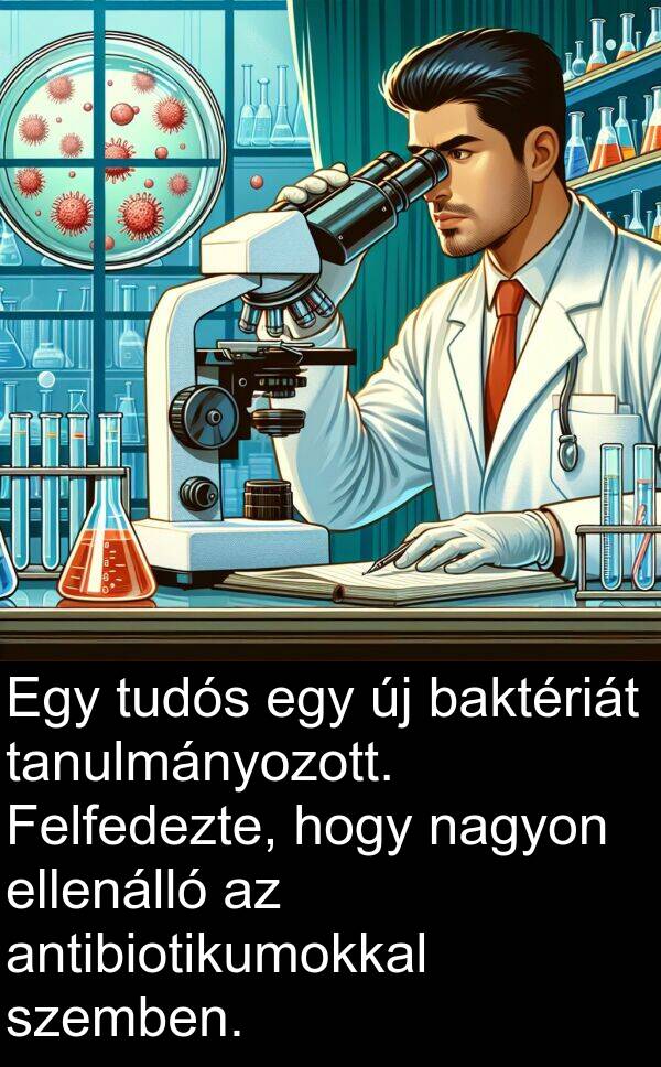 baktériát: Egy tudós egy új baktériát tanulmányozott. Felfedezte, hogy nagyon ellenálló az antibiotikumokkal szemben.
