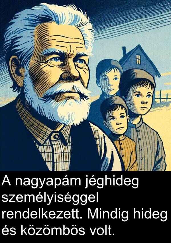 nagyapám: A nagyapám jéghideg személyiséggel rendelkezett. Mindig hideg és közömbös volt.