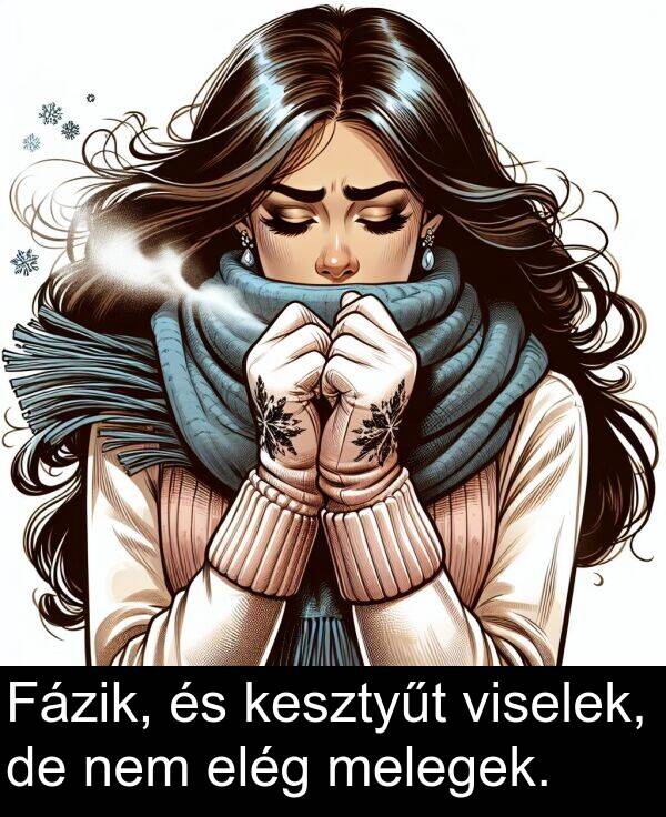 nem: Fázik, és kesztyűt viselek, de nem elég melegek.
