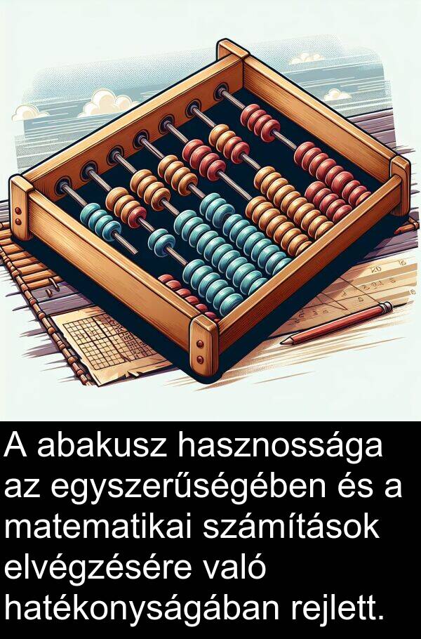 abakusz: A abakusz hasznossága az egyszerűségében és a matematikai számítások elvégzésére való hatékonyságában rejlett.