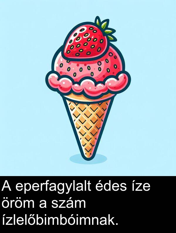 ízlelőbimbóimnak: A eperfagylalt édes íze öröm a szám ízlelőbimbóimnak.