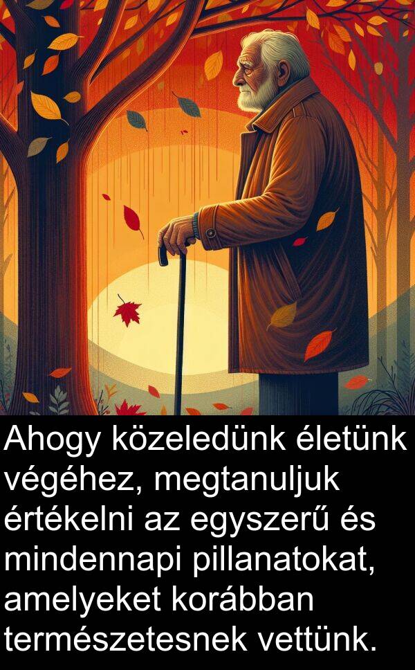 mindennapi: Ahogy közeledünk életünk végéhez, megtanuljuk értékelni az egyszerű és mindennapi pillanatokat, amelyeket korábban természetesnek vettünk.
