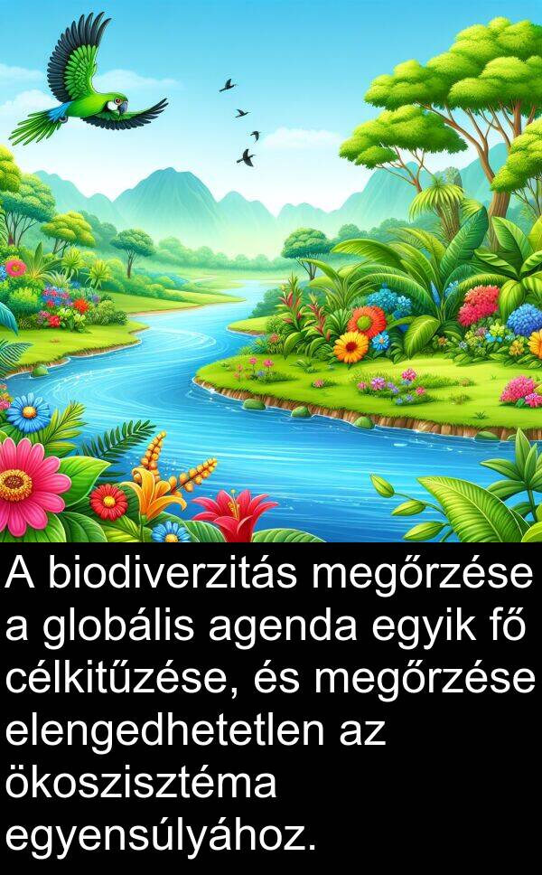 célkitűzése: A biodiverzitás megőrzése a globális agenda egyik fő célkitűzése, és megőrzése elengedhetetlen az ökoszisztéma egyensúlyához.