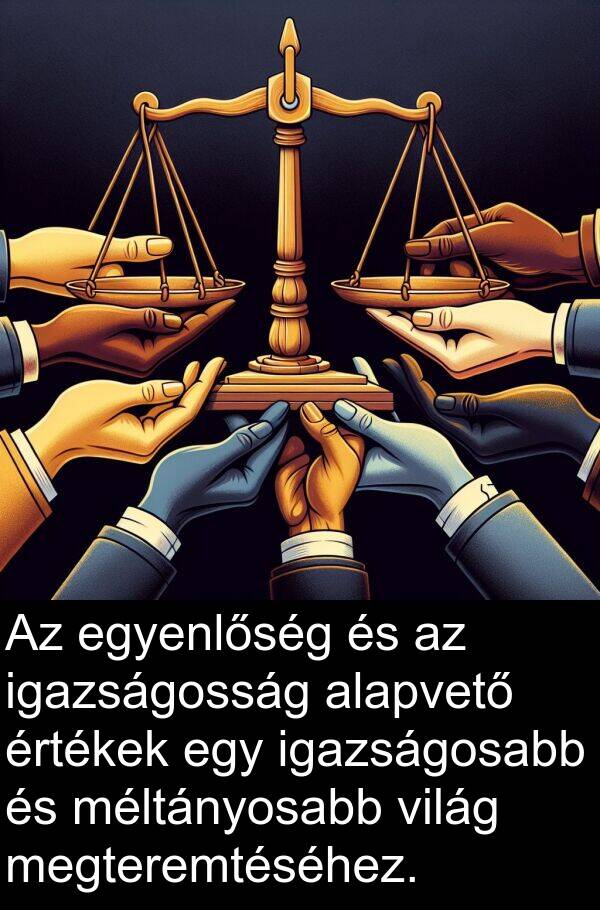 világ: Az egyenlőség és az igazságosság alapvető értékek egy igazságosabb és méltányosabb világ megteremtéséhez.