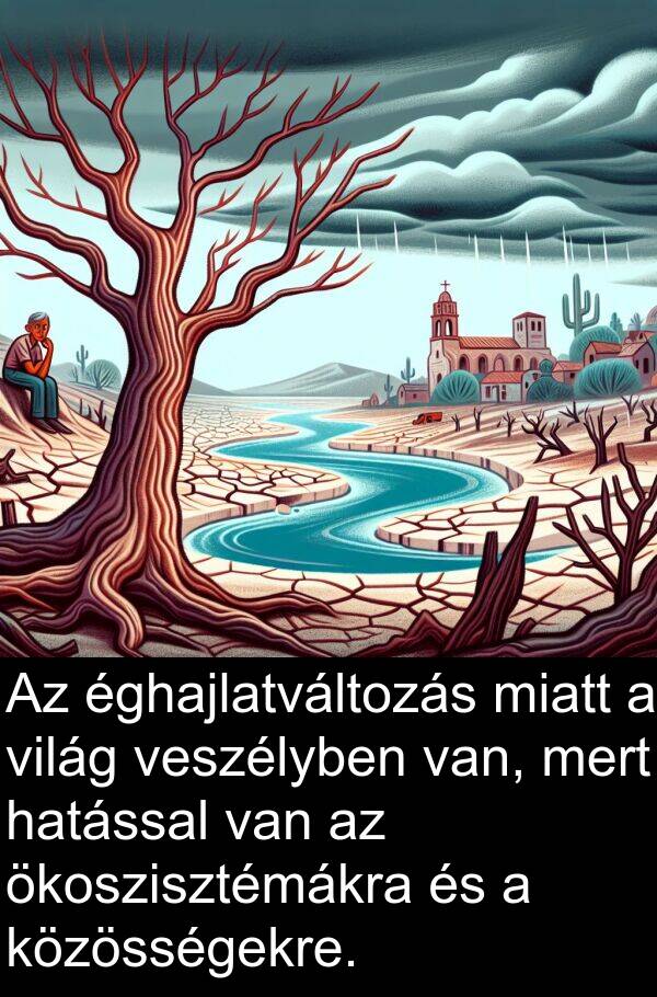 ökoszisztémákra: Az éghajlatváltozás miatt a világ veszélyben van, mert hatással van az ökoszisztémákra és a közösségekre.