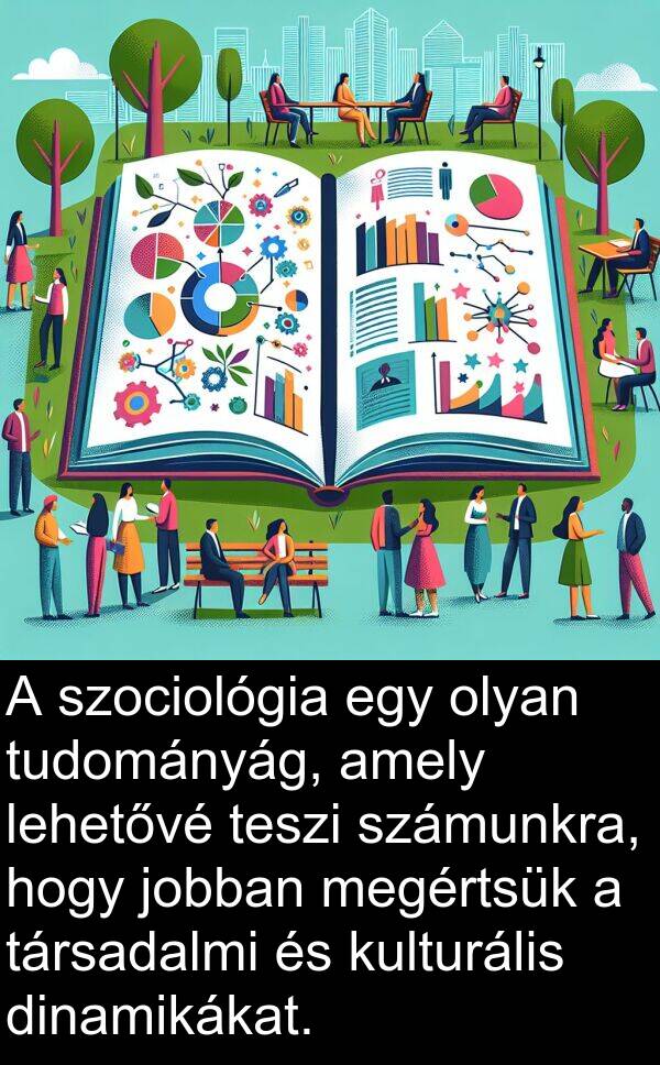 dinamikákat: A szociológia egy olyan tudományág, amely lehetővé teszi számunkra, hogy jobban megértsük a társadalmi és kulturális dinamikákat.