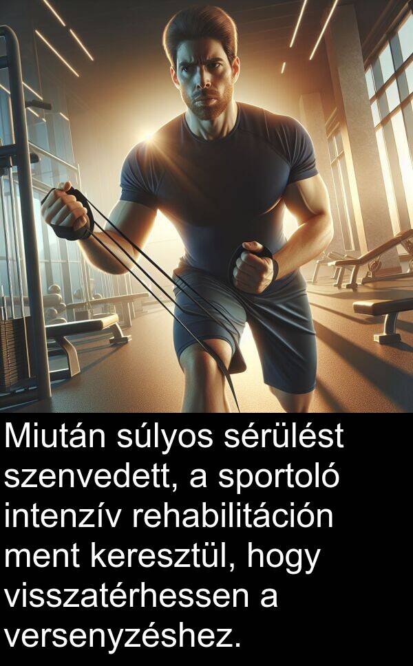 szenvedett: Miután súlyos sérülést szenvedett, a sportoló intenzív rehabilitáción ment keresztül, hogy visszatérhessen a versenyzéshez.