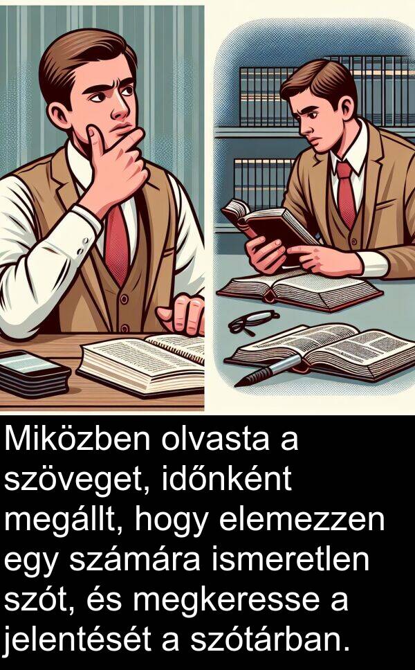 megkeresse: Miközben olvasta a szöveget, időnként megállt, hogy elemezzen egy számára ismeretlen szót, és megkeresse a jelentését a szótárban.