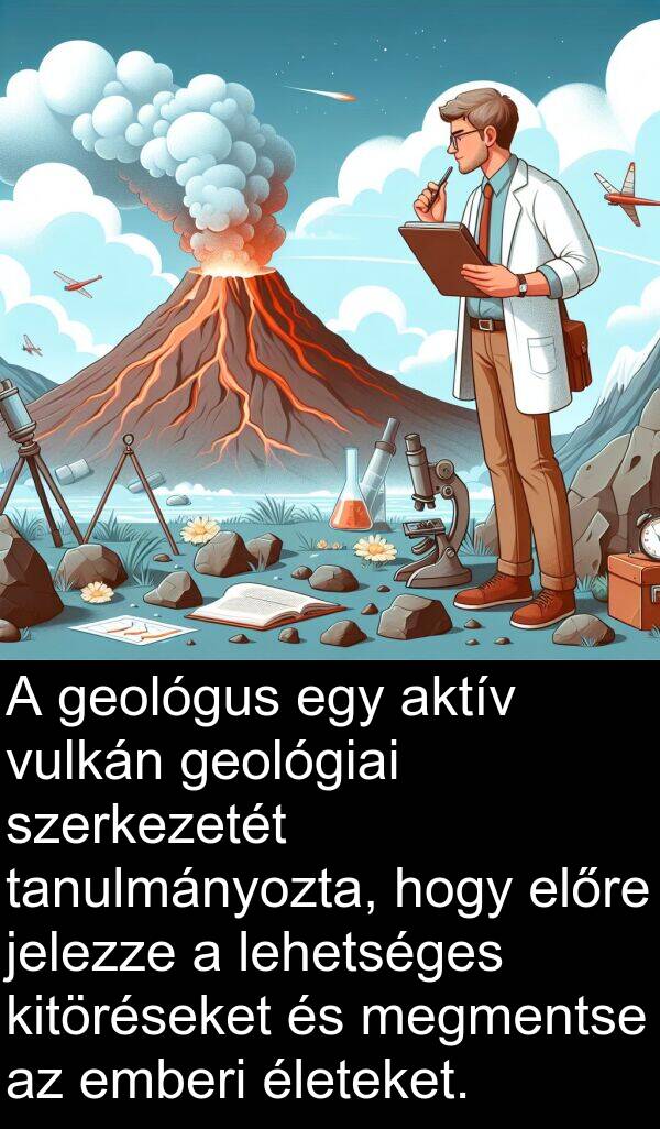megmentse: A geológus egy aktív vulkán geológiai szerkezetét tanulmányozta, hogy előre jelezze a lehetséges kitöréseket és megmentse az emberi életeket.