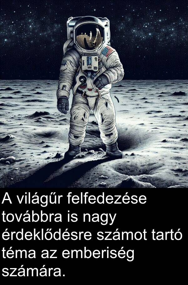 továbbra: A világűr felfedezése továbbra is nagy érdeklődésre számot tartó téma az emberiség számára.