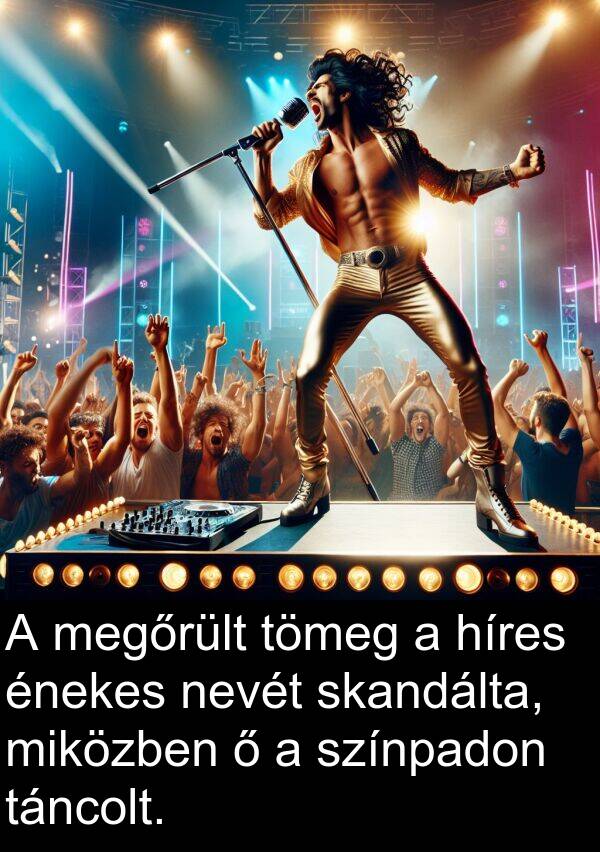 megőrült: A megőrült tömeg a híres énekes nevét skandálta, miközben ő a színpadon táncolt.