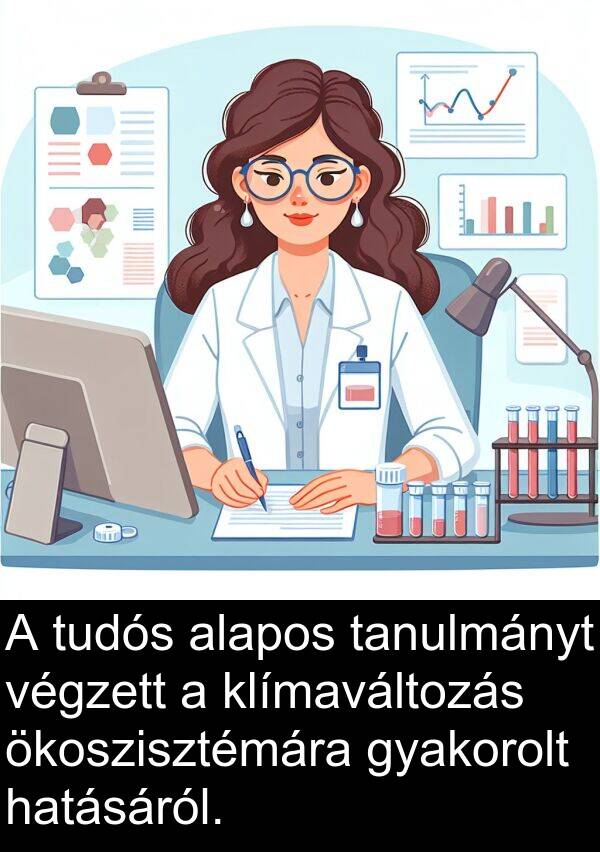 ökoszisztémára: A tudós alapos tanulmányt végzett a klímaváltozás ökoszisztémára gyakorolt hatásáról.