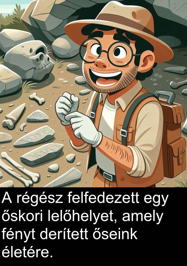 derített: A régész felfedezett egy őskori lelőhelyet, amely fényt derített őseink életére.