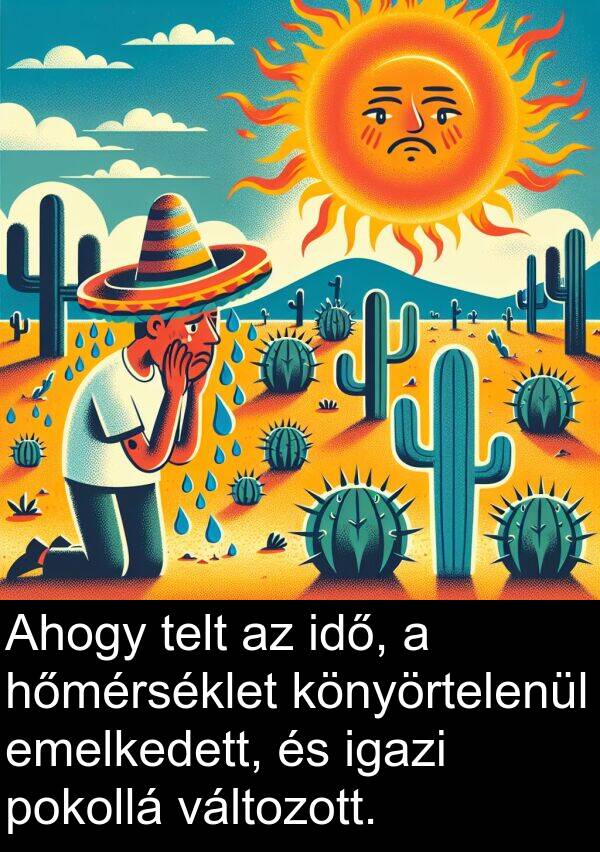 hőmérséklet: Ahogy telt az idő, a hőmérséklet könyörtelenül emelkedett, és igazi pokollá változott.