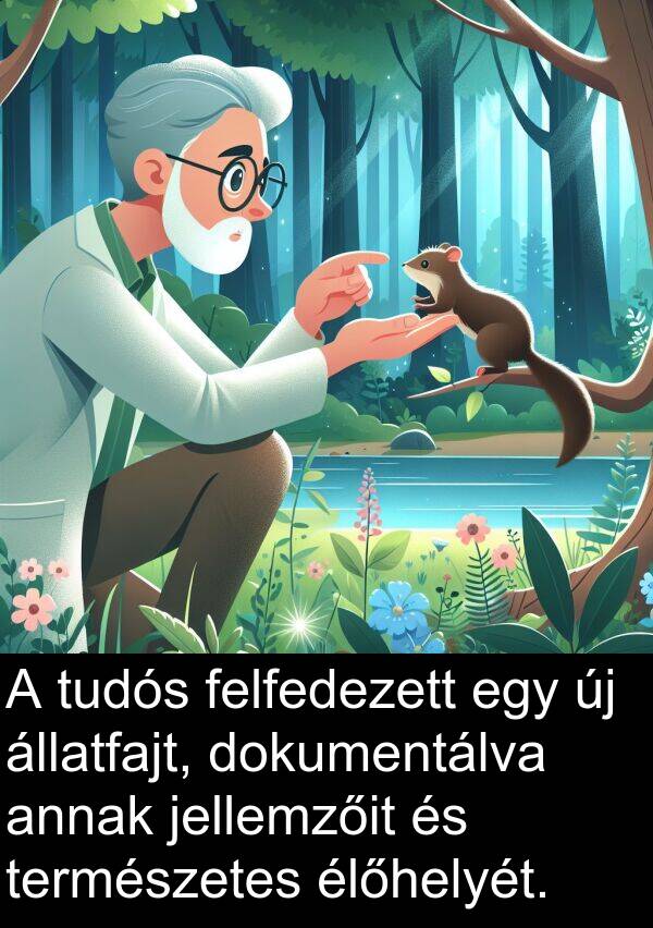 dokumentálva: A tudós felfedezett egy új állatfajt, dokumentálva annak jellemzőit és természetes élőhelyét.
