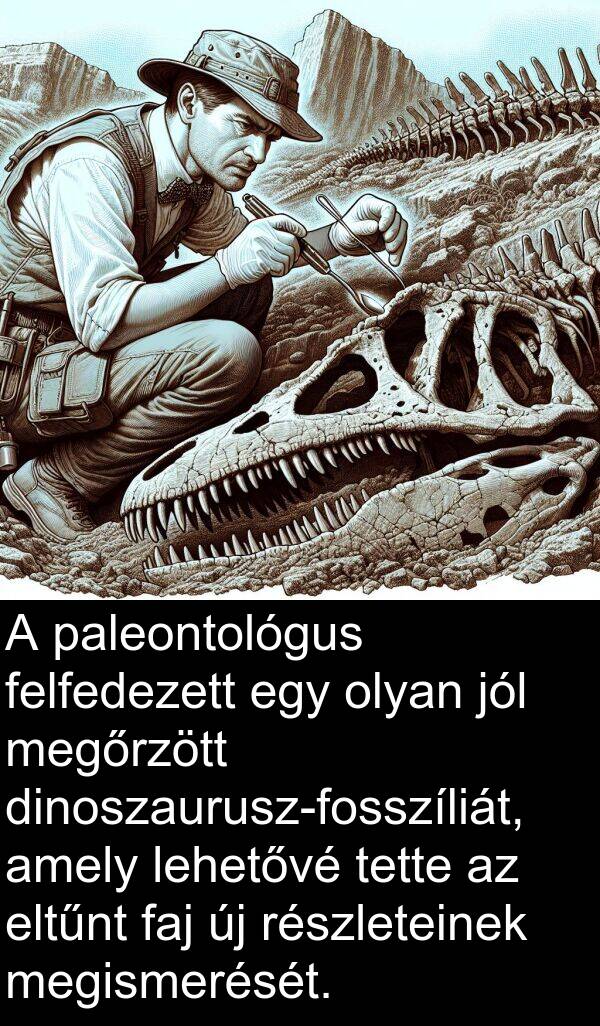 megőrzött: A paleontológus felfedezett egy olyan jól megőrzött dinoszaurusz-fosszíliát, amely lehetővé tette az eltűnt faj új részleteinek megismerését.