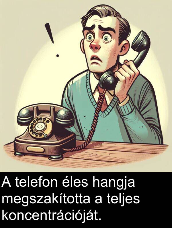 telefon: A telefon éles hangja megszakította a teljes koncentrációját.