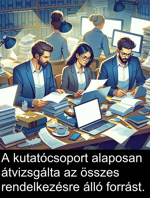 összes: A kutatócsoport alaposan átvizsgálta az összes rendelkezésre álló forrást.